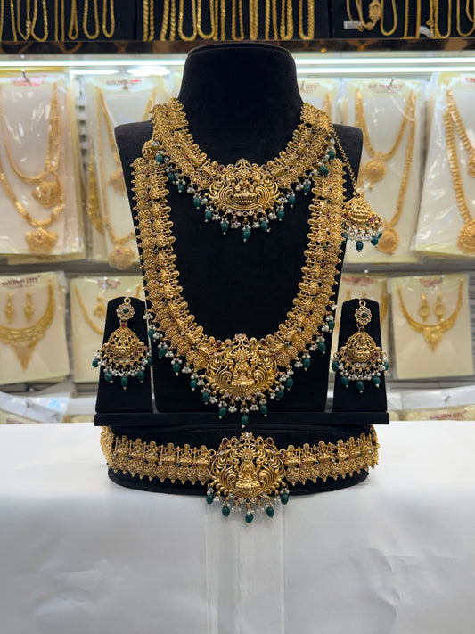 Green Kasu Beads Bridal Set