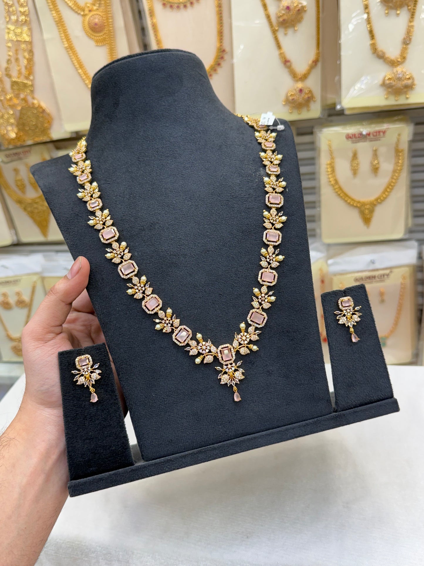 A.D Pastel Pink Stone Haram