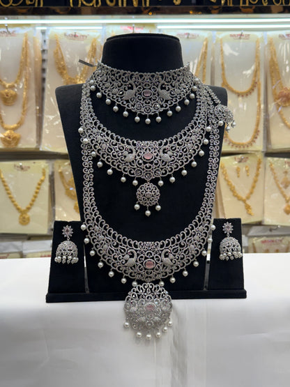 A.D Stone Pastel Pink Heavy Bridal Set