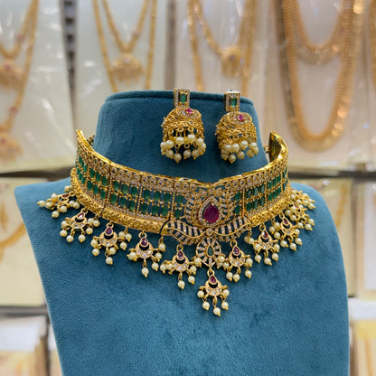Ruby Elegance AD Green Choker Set