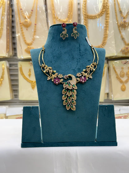 Peacock Floral Necklace