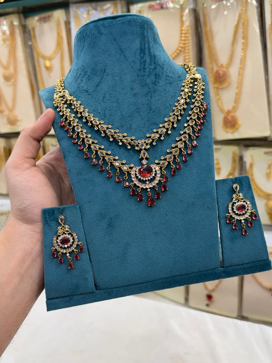 Victorian Layered Red Stone Necklace