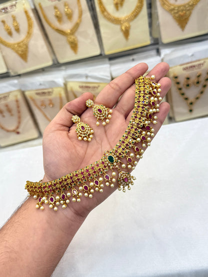 Ruby Stone Choker Set