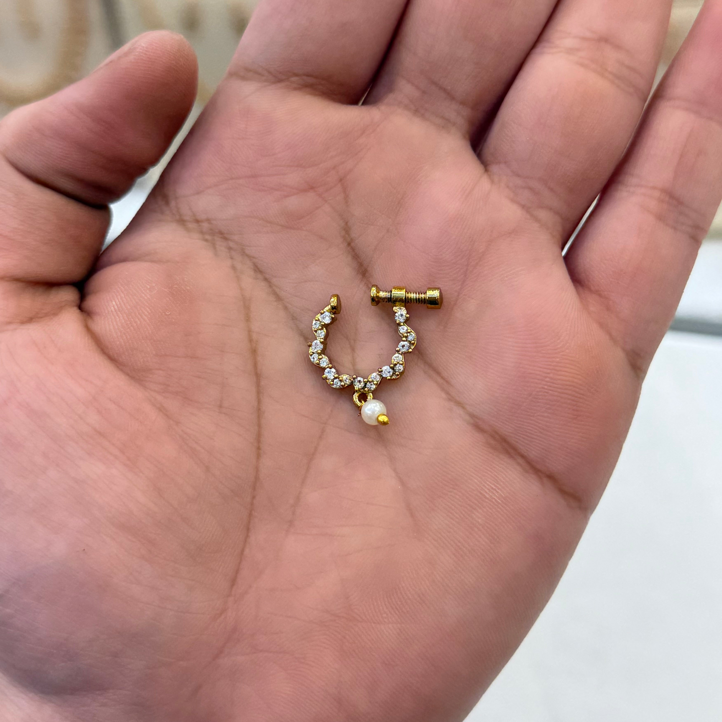 Classic White Stone Nose Pin