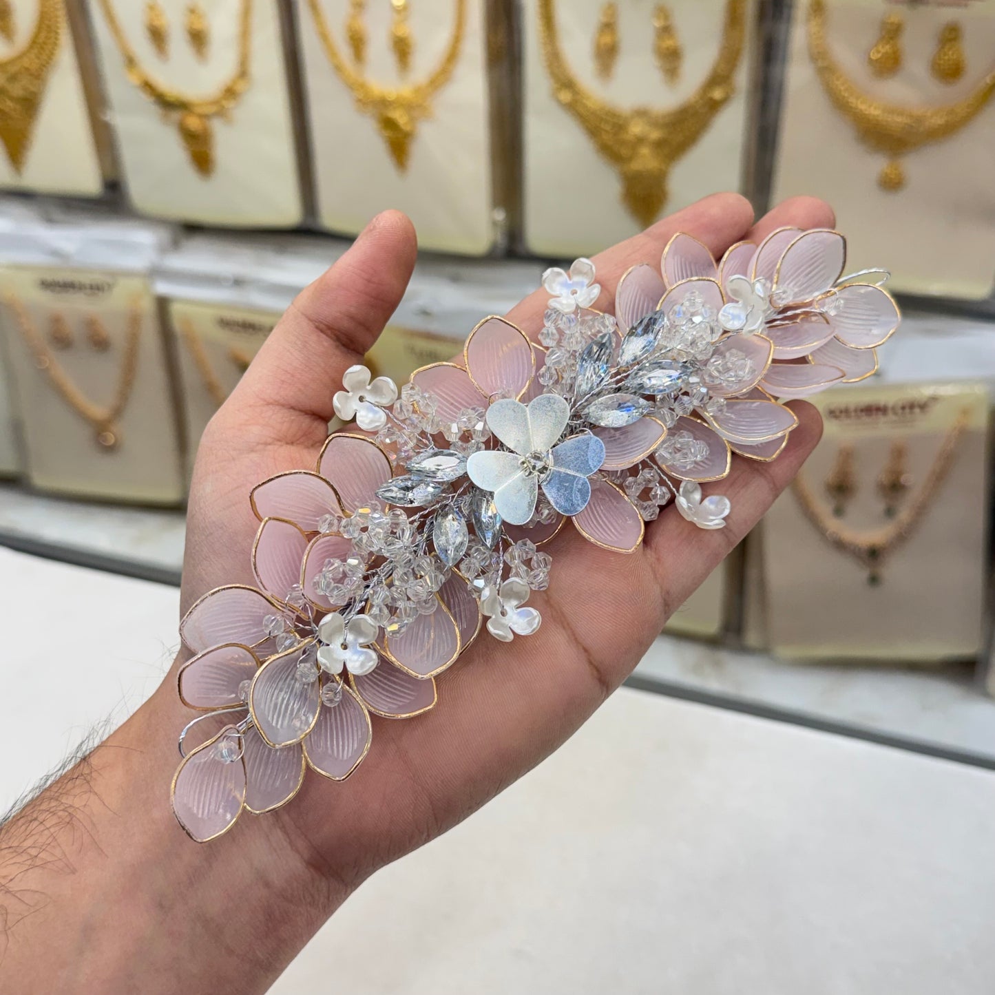 Peach Crystal Hair Accessories