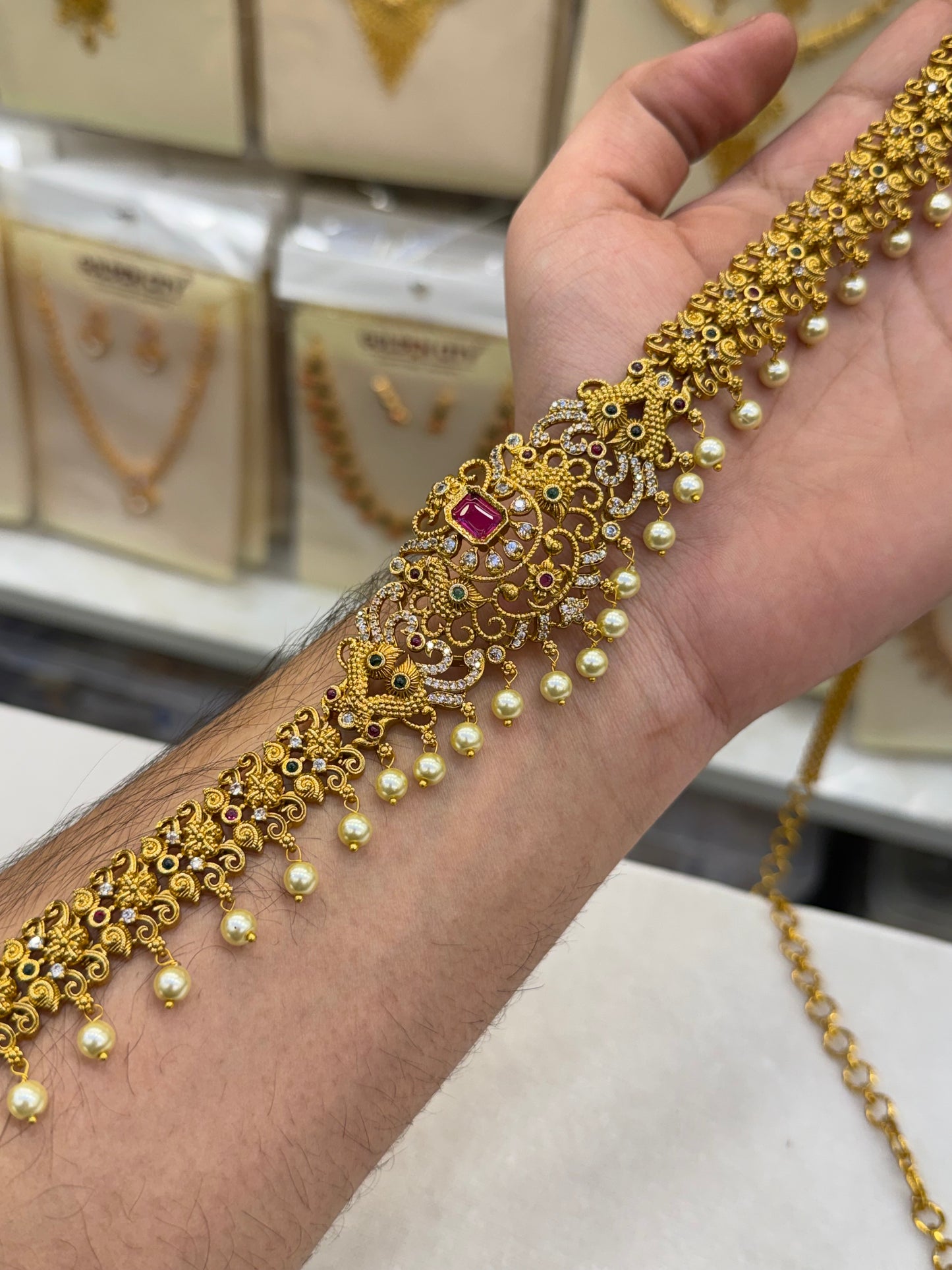 Premium AD Stone Hip Chain