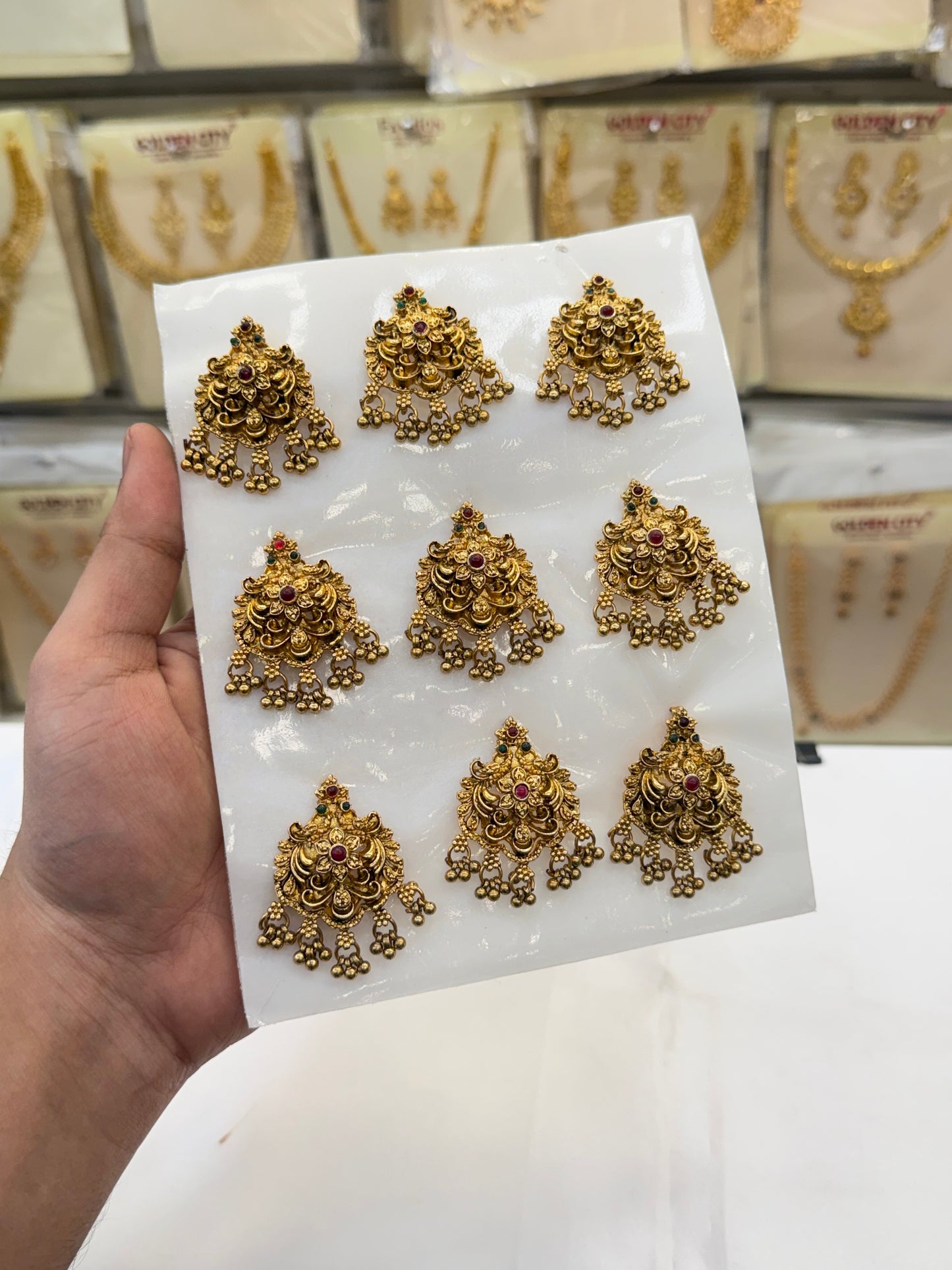 Antique Finish Bridal Jada Billai (9 Pieces)