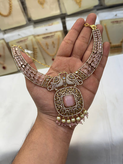 Victorian Sparkle Pastel Pink Necklace