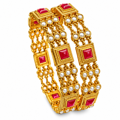 Coral Emerald Stone Bangle
