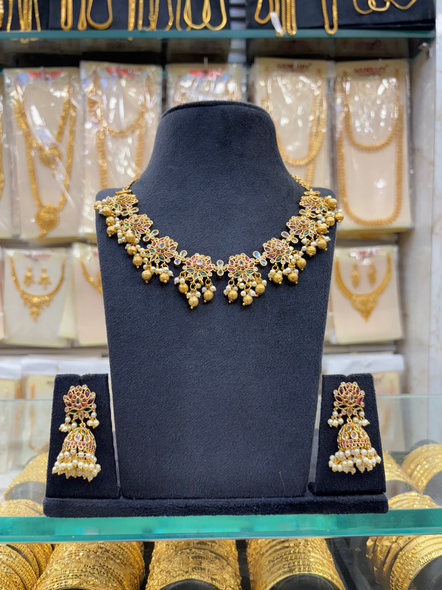 Ruby Stone Lotus Necklace