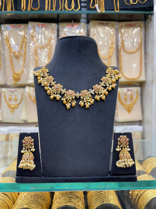 Ruby Stone Lotus Necklace
