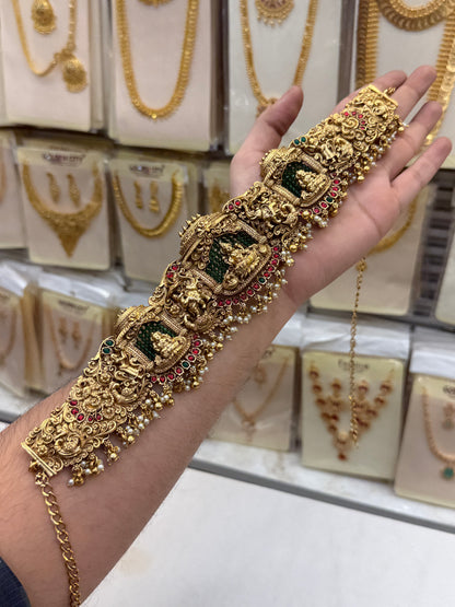 Heavy Antique Gold Beats Laxmi Design Bridal Set