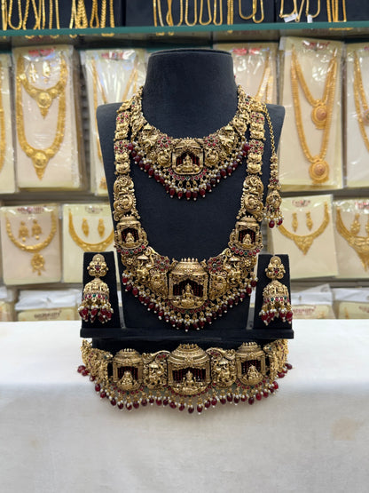 Temple Heritage Heavy Maroon Beats Bridal Set