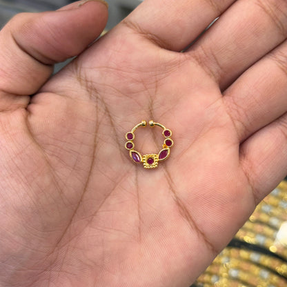 Ruby Elegance Nose Pin