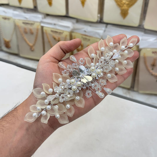 Cream Gold Crystal Hair Accessories