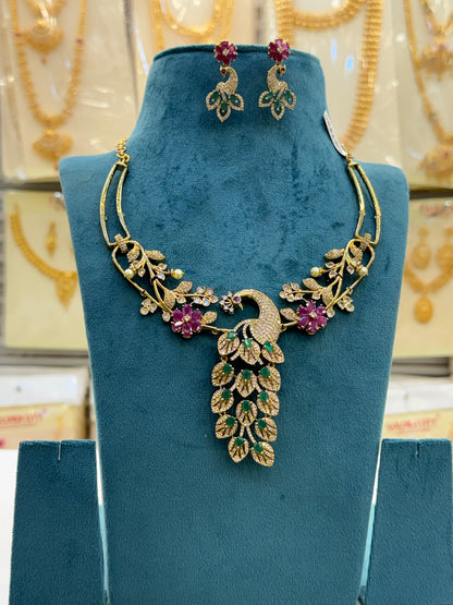 Peacock Floral Necklace