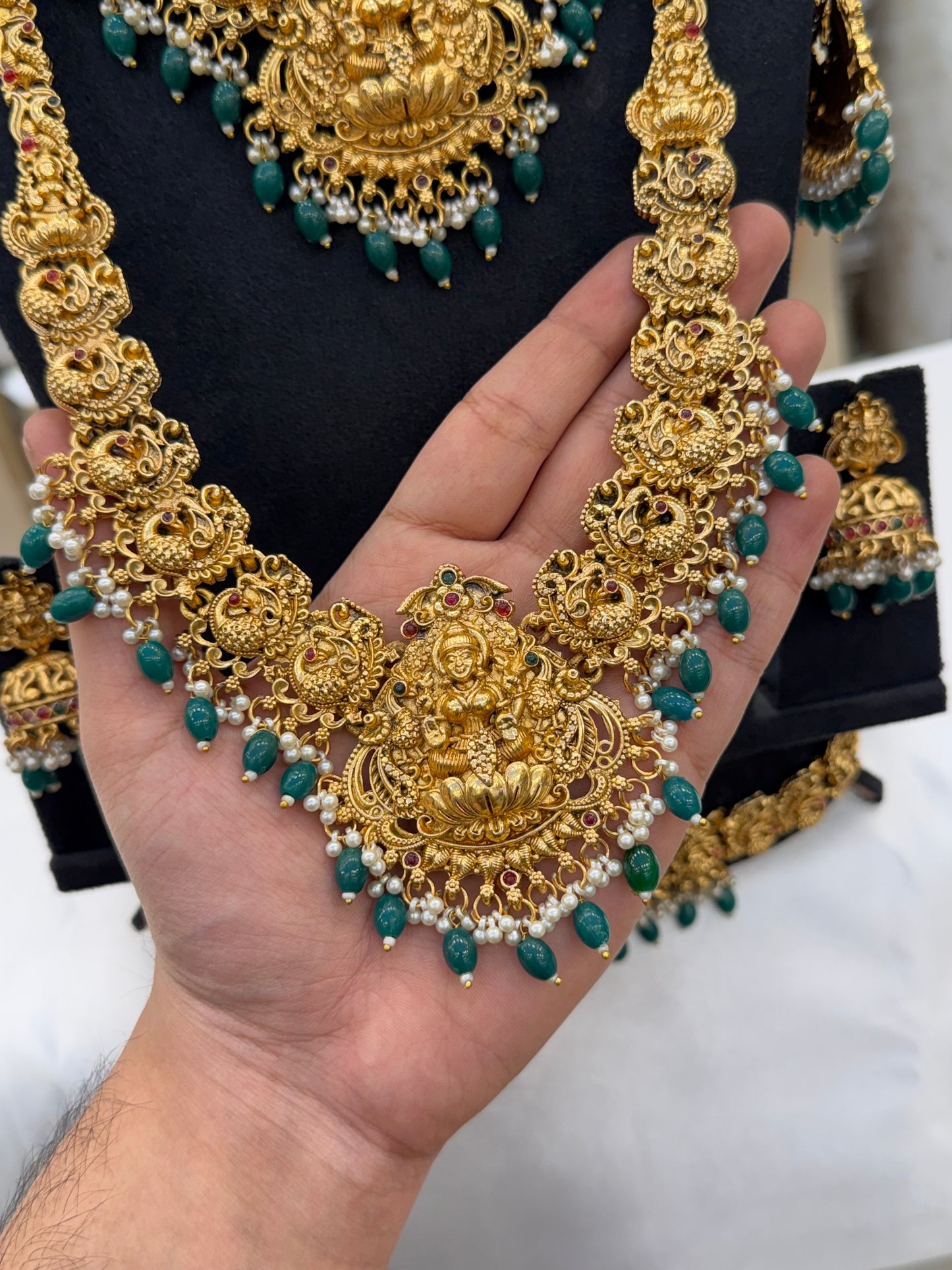 Green Kasu Beads Bridal Set