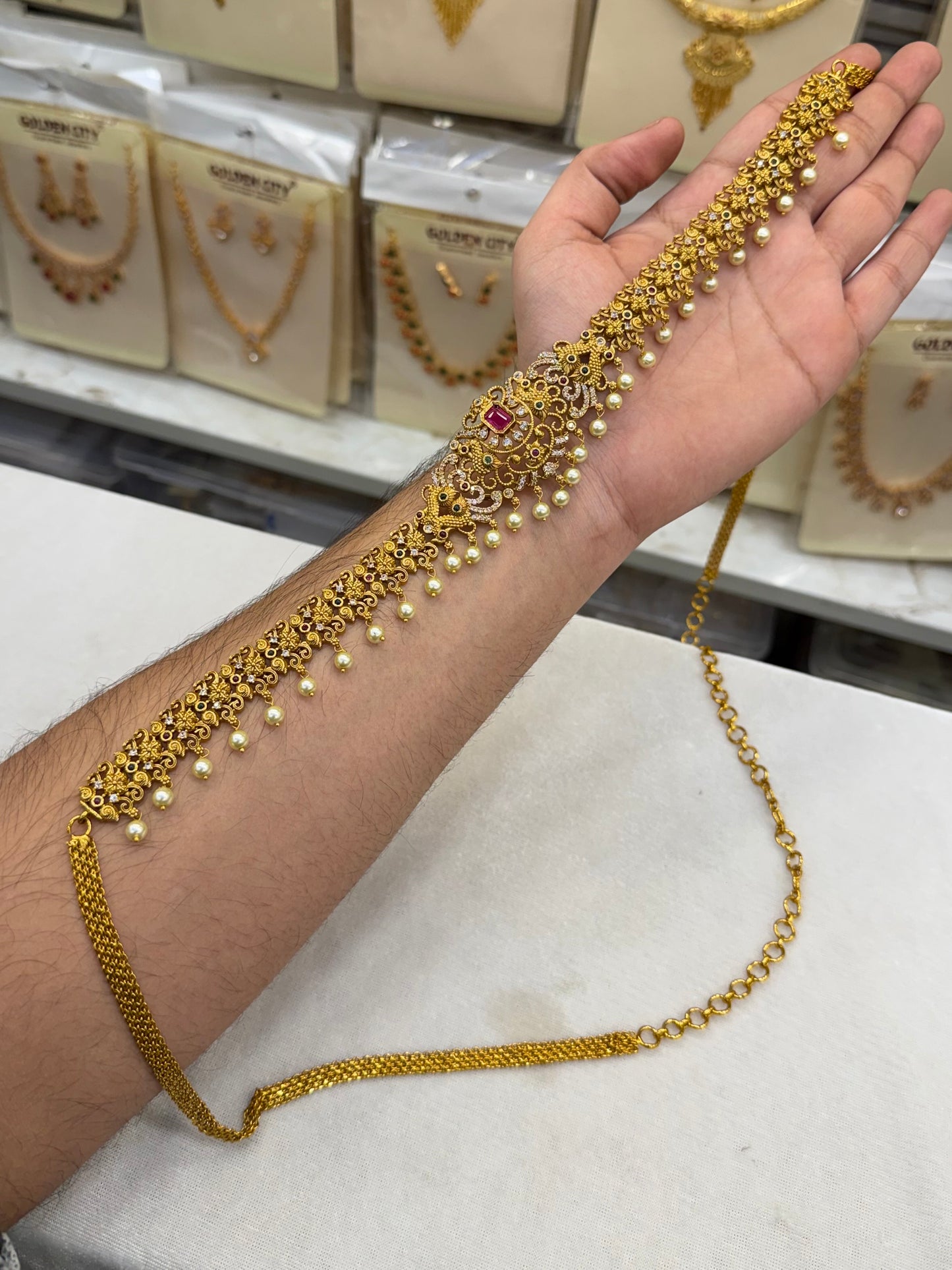 Premium AD Stone Hip Chain