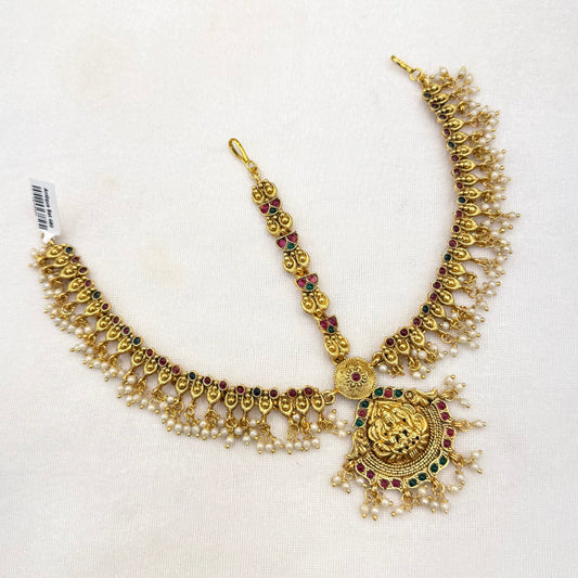 Antique Lakshmi Pendant Three Layer Tikka