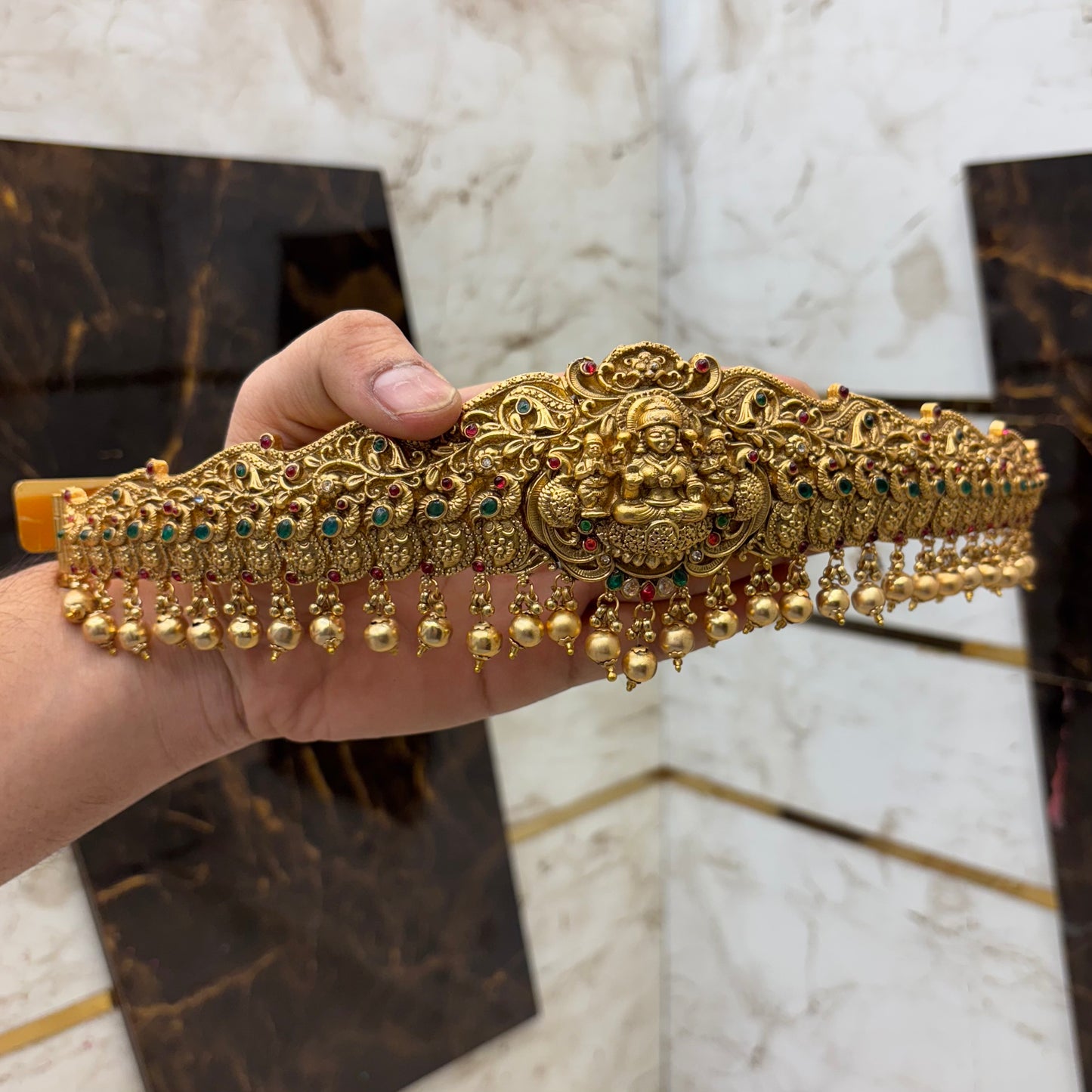 Antique Lakshmi & peacock  Heavy Bridal Hipblet